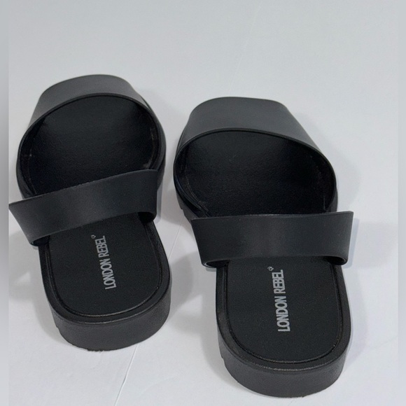 London Rebel black slingback jelly flat sandals size 7 - Picture 7 of 9